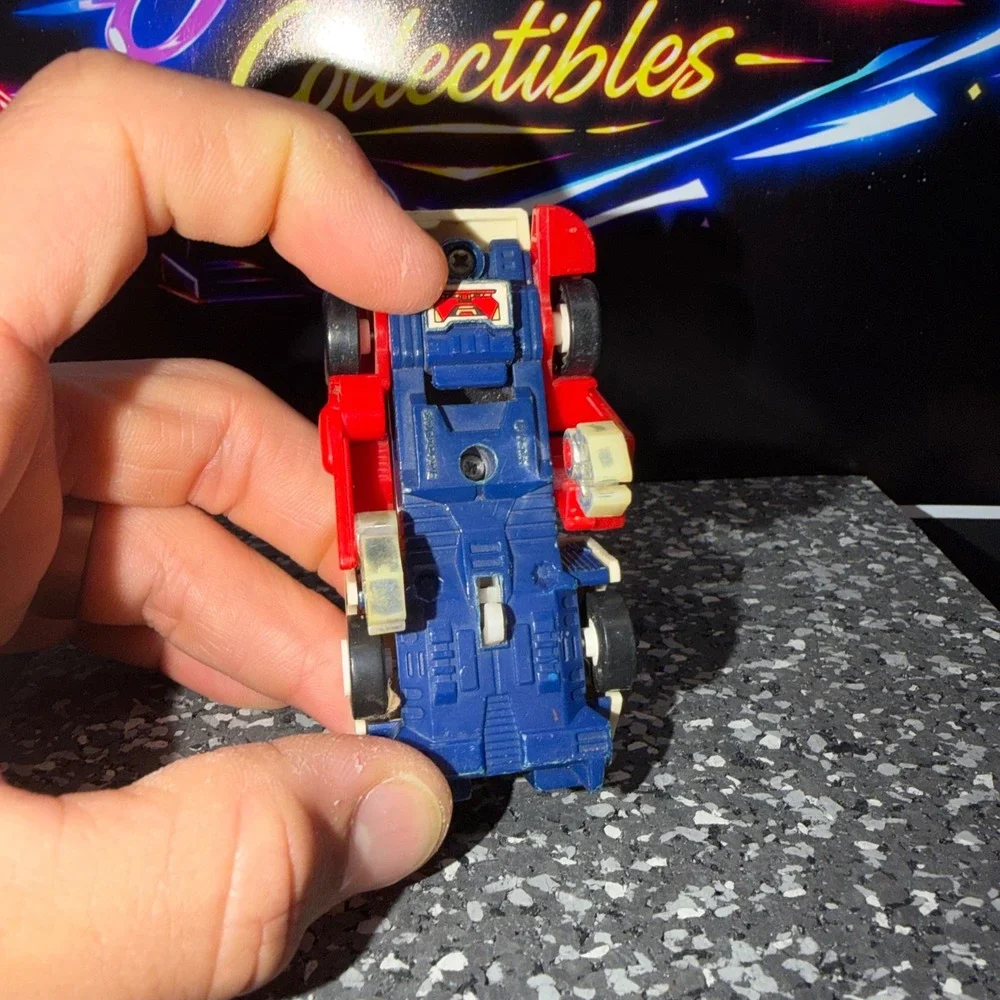 Vintage Tomy Singapore Red White Blue 6 Wheel Diecast Race Car Toy Retro Racing